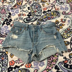 501 Levi Distressed Denim Shorts